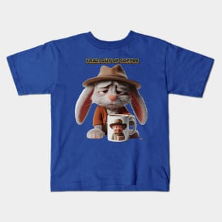 I Ran Out of Coffee Bunny by focusln Kids T-Shirt